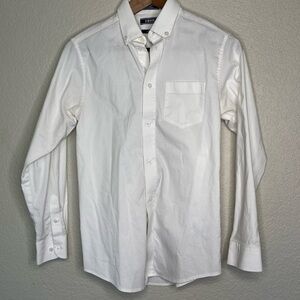 IZOD White Button-Down Dress Shirt One Front Pocket Boys Size 14/16